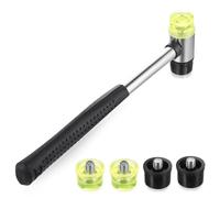 Martillo Goma Pequeño, 25 mm Martillo de Goma de Doble Cabeza con Mango de Gomas Manual para Cuero Madera Plástico DIY Artesanías Joyería, con 4 Cabezas de Martillos de Repuesto