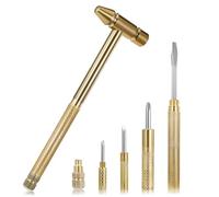Martillo mini 6 en 1, multiherramienta portátil de metal con destornillador Phillips y martillo de garra, herramientas multifuncionales (dorado)