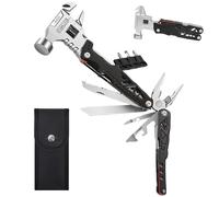 Martillo multiherramienta 18 en 1 de acero al carbono de Premium, herramienta portátil con bolsa de almacenamiento, para camping, senderismo, supervivencia al aire libre, color negro