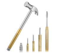 Martillo pequeño 6 en 1, martillo multiherramienta de metal, mini martillos portátiles con destornilladores en el interior de cabeza plana Phillips y martillo de garra, herramientas multifuncionales