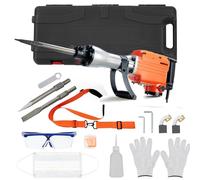 Martillo perforador de demolición de 1700 W, juego profesional, 65 A, martillo con 3 puntas de cincel, amortiguación de vibraciones, bolsa de transporte y accesorios de seguridad para hormigón