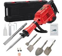 Martillo perforador de demolición de 2200 W, juego profesional, 65 A, martillo con 6 puntas de cincel, amortiguación de vibraciones, bolsa de transporte y accesorios de seguridad para hormigón