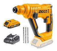 Martillo Perforador Inalámbrica INGCO 20V 2.0 Ah Batería Professional con 3 brocas SDS-Plus, 1.5J Φ13 máxi en hormigón, 2 en 1 rotación, luz LED