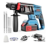 Martillo Perforador inalámbrico con pilas de repuesto 21 V 4000 mAh, funciones 4 en 1, adaptador SDS-plus con portabrocas de perforación, para perforador