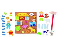 Goki- Martillo y Set de Clavos, Granja, Multicolor, Medium (58555)