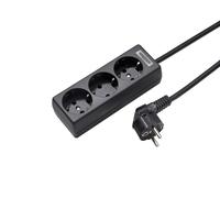 Martin Kaiser Zócalo de 3 vías con contacto de puesta a tierra y cable de 1,5 m Negro (Enchufe Europeo) - 1030ZL/15W/sw [10 Piezas]