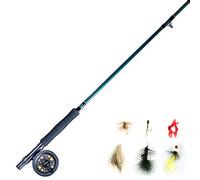 Martin - Kit completo de pesca, caña de pescar con mosca de 3 piezas de 8 pies, peso 5/6, carrete de control de borde tamaño 5/6, preenrollado con respaldo, línea y líder, incluye surtido de aparejos
