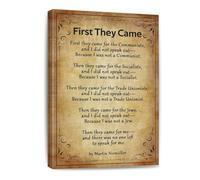 Martin Niemöller's First They Came Poem - Historical Reminder Print on Canvas, Powerful Decor for Library, Classroom, or Study(Framed,08x12inch(20x30cm))