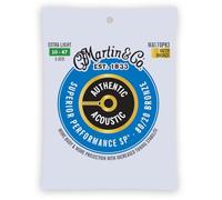 MARTIN Pack de 3 cuerdas para guitarra acústica, rendimiento superior, extra ligeras, 10-47, bronce 80/20 (MA170PK3)