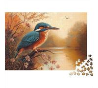 Martin-pêcheur perché 70x50cm/1000pcs Puzzle Pour Adultes - Style de peinture de Nature,Jouet De DIY