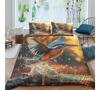 Martín Pescador 3D Impreso Juego De Ropa De Cama Motivo De Animales Funda Nórdica con Cremalleras Transpirable Y 2 Fundas De Almohada 3 Piezas Double(200x200cm)