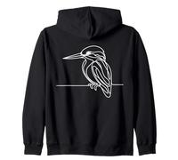 Martín Pescador Arte Lineal Ornitólogo Sudadera con Capucha