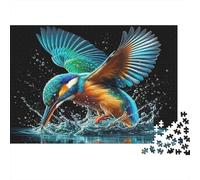 Martín Pescador Cazando Pez Puzzle de 1000 Piezas Papel para Adultos Salpicadura de Agua Juego de Puzzle 1000 Piezas Relajación Hogar 52x38cm/1000pcs
