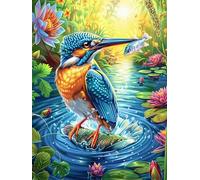 Martín pescador con las alas extendidas junto a una cascada Puzzle 500 Piezas Cartón Resistente Para Parejas Vida silvestre y mascotas Noches De Cita Actividad Antiestrés Tiempo Libre Pack Completo Re