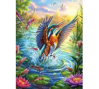 Martín pescador con una flor de hibisco Puzzle 300 Piezas Cartón Resistente Para Parejas Vida silvestre y mascotas Noches De Cita Actividad Antiestrés Tiempo Libre Pack Completo Regalo Aniversario 300