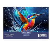 Martín Pescador en un chapuzón Puzzle 1000 Piezas Animal Salvaje - Colección Artística, Experiencia Zen En Casa, Packaging Cuidado, Póster, 70x50cm/1000pcs