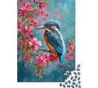 Martín Pescador Flores de Primavera Puzzle de 1000 Piezas Juego de Puzzle 1000 Piezas Papel Adultos Relajación Decoración Regalo 70x50cm/1000pcs