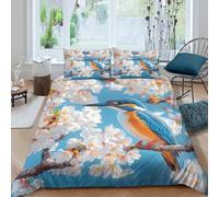 Martín Pescador Juego De Ropa De Cama,impresión 3DFotografía de Fauna Salvaje Funda De Edredón 3 Unidades,con Funda De Almohada con, para Niño Niña Double（200x200cm）