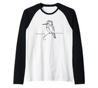 Martín Pescador Line Art Ornitólogo Camiseta Manga Raglan