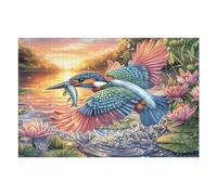 Martín Pescador pescando un pez Puzzle 1000 Piezas Cartón Resistente para Coleccionistas Entretenimiento Toda La Familia Mejora Memoria Pack Completo para Navidad 1000 PCS/75x50cm