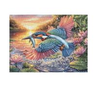 Martín Pescador pescando un pez Puzzle 500 Piezas Cartón Blanco Premium para Expertos Tiempo Ocio En Casa Relajación Mental para Enmarcar 500 PCS/52×38cm