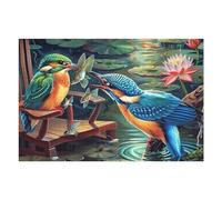 Martín Pescador pescando un pez Rompecabezas 1000 Piezas Cartón para Toda La Familia Ocio Tranquilo En Casa Alivio Ansiedad Decoración Artística Detalle Regalo 1000 PCS/75x50cm