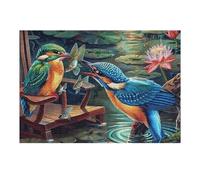 Martín Pescador pescando un pez Rompecabezas 300 Piezas Cartón Grueso para Adultos Desconectar Rutina Ejercicio Mental Relajante Decoración Dormitorio Regalo 300 PCS/40x28cm