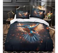 Martín pescador volando Impresión 3D 3 piezas funda de colchón Arte de fantasía de la naturaleza funda de edredón microfibra morbida hipoalergénica para bebés adolescentes mujeres Double（200x200cm）