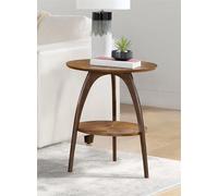 Martin Svensson Home LAX - Mesa Auxiliar Redonda de Madera de Dos Tonos de 20 Pulgadas, Color marrón Caramelo con Patas de Nogal y Estante de Almacenamiento