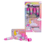 MARTINELIA - Juego de maquillaje y sonido metálico unicornio - 2 brillo (fresa y arándano) y 2 esmaltes a base de agua - caja de regalo para niña