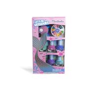 MARTINELIA Kit de manicura infantil con diseño de sirena, juego de 5 esmaltes de uñas, lima y accesorios para decoración de uñas, esmalte de uñas a base de agua, azul, rosa, morado, verde, no dañino