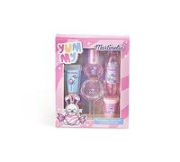 Martinelia Yummy - Kit de Maquillaje para niños, Estuche de Maquillaje Original Kawai, para niña: 4 Brillo y 1 Esmalte Infantil con Agua Rosa con Purpurina, Estuche de Belleza Lindo sin Productos