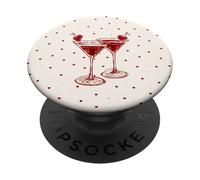 Martini Glass Pink Olive Bartender and Hearts Cóctel Beige PopSockets PopGrip Adhesivo