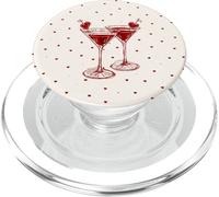 Martini Glass Pink Olive Bartender and Hearts Cóctel Beige PopSockets PopGrip para MagSafe