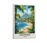 Martinica Isla del Caribe - Lienzo decorativo para pared, impresión en lienzo, obra de arte para sala de estar, dormitorio, baño, oficina, decoración del hogar, 12 x 18 pulgadas (30 x 45 cm)