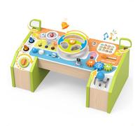 Martiount Juguete Montessori de Madera con Volante para Niños y Pequeños - Panel de Conducción Interactivo con Sonidos y Luces - Juguete Sensorial Educativo para Niños y Niñas en Edad Preescolar