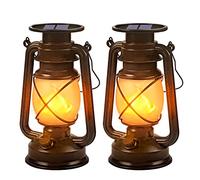 Martiount Luces de Linterna Solar, 2 Piezas Luces Solares Retro Exteriores para Atmósfera Decorativa IP65 Impermeable Linterna de Jardín Colgante con Efecto Llama para Patio, Pasarela, Jardín