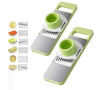 Martivex Slicer, 6-in-1 Safeprep Mandoline Slicer, Multi-Purpose Kitchen Tool with Stainless Steel Blades, for Slicing, Shredding, Dicing, Fast and Fuss-Free (2Pcs)