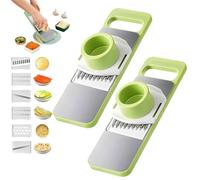 Martivex Slicer, 6-in-1 Vegetable Cutter, Multi-Purpose Kitchen Tool with Stainless Steel Blades for Slicing, Shredding, Julienne, Fruits, Cheese, and Vegetables (2Pcs)