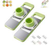 Martivex Slicer, 6-in-1 Vegetable Cutter,Safe Mandoline Slicer with Stainless Steel Blades, for Slicing, Shredding, Julienne, Waffle Cuts, Fruits, Cheese and Vegetables (2PCS)