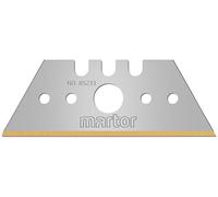 MARTOR 10x Hoja Cúter Trapecio TiN 19 mm, 2 Usos, Inox, Acero | Hoja de repuesto cúter, nitruro de titanio, inox, doble cara, en dispensador, para cuchillos de seguridad. No. 85233.70
