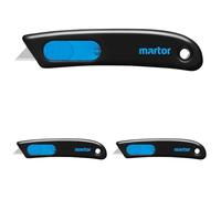 MARTOR Cuchillo de seguridad con retracción de hoja, SECUNORM SMARTCUT, Cúter profesional, pequeño, ligero, derecho & zurdo, desechable (Paquete de 3)