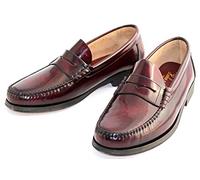 Marttely Castellanos Artesanos Penny Mocasines con suela de cuero * Hecho a mano en España, burdeos, 46 EU