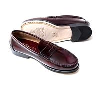 Marttely Castellanos Artesanos Penny Mocasines con suela de cuero * Hecho a mano en España, Burdeos Rojo Oscuro, 41 EU