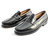 Marttely Castellanos Artesanos Penny Mocasines con suela de cuero * Hecho a mano en España, Negro , 41 EU