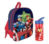 MARUKATSU Avengers Mochila Infantil y Botella escolar. Pack Diseño Colorido | Mochila Escolar 31x25x10cm Niño Niña de 3 a 8 Años | Material Escolar Vuelta al Cole