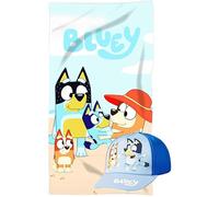 MARUKATSU Bluey Pack Playa Niño Toalla 140x70 cm + Gorra Ajustable - Set Verano Infantil Piscina Playa Vacaciones Regalo Niños