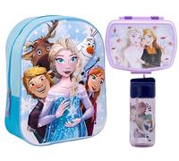 MARUKATSU Frozen Set Mochila Infantil, Sandwichera infantil y Botella escolar - Pack Diseño Colorido | Mochila Escolar 31x25x11cm Niño Niña de 3 a 8 Años | Material Escolar Vuelta al Cole