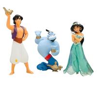 MARUKATSU Juego de Figuras Aladdín - Set 3 Figuras Aladdín, Jasmine y Genio - Figuras Pintadas a Mano sin PVC - Juguetes Infantiles para Juego, Coleccionar y Decoración - 10 cm