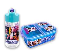 MARUKATSU Kpop Set Sandwichera Infantil con Compartimentos y Botella 410ml para Niños y Niñas | Fiambrera Escolar + Botella Reutilizable |